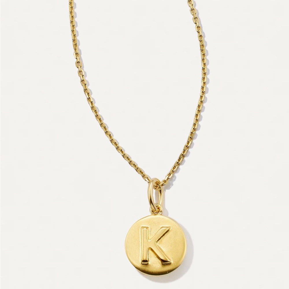 Letter K coin pendant necklace